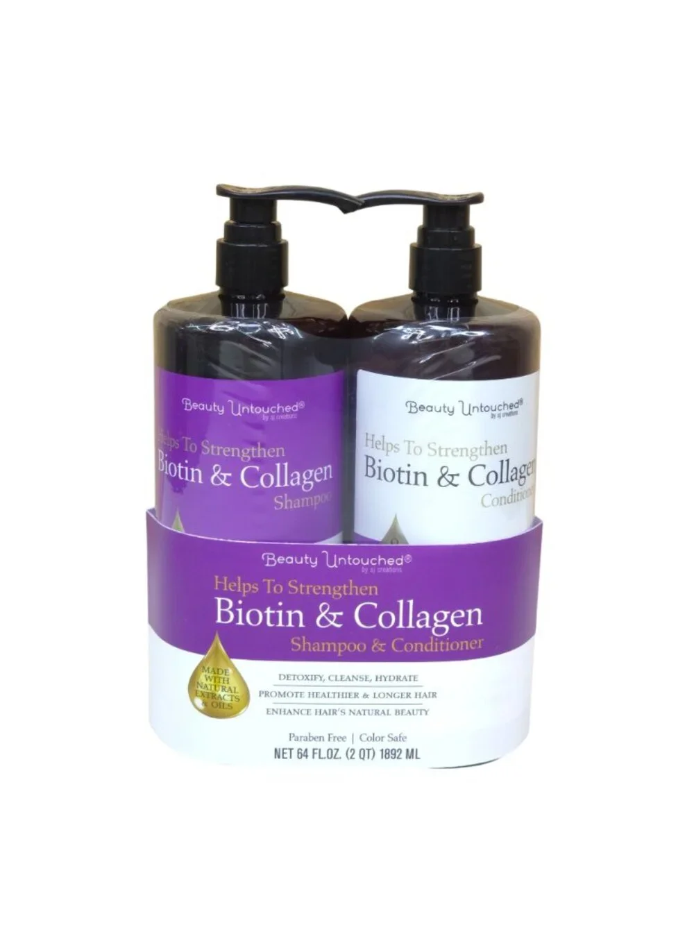 Beauty Untouched Biotin Collagen Shampoo & Conditioner Strengthening JUMBO SIZE